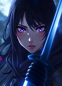 Anime warrior with glowing sword