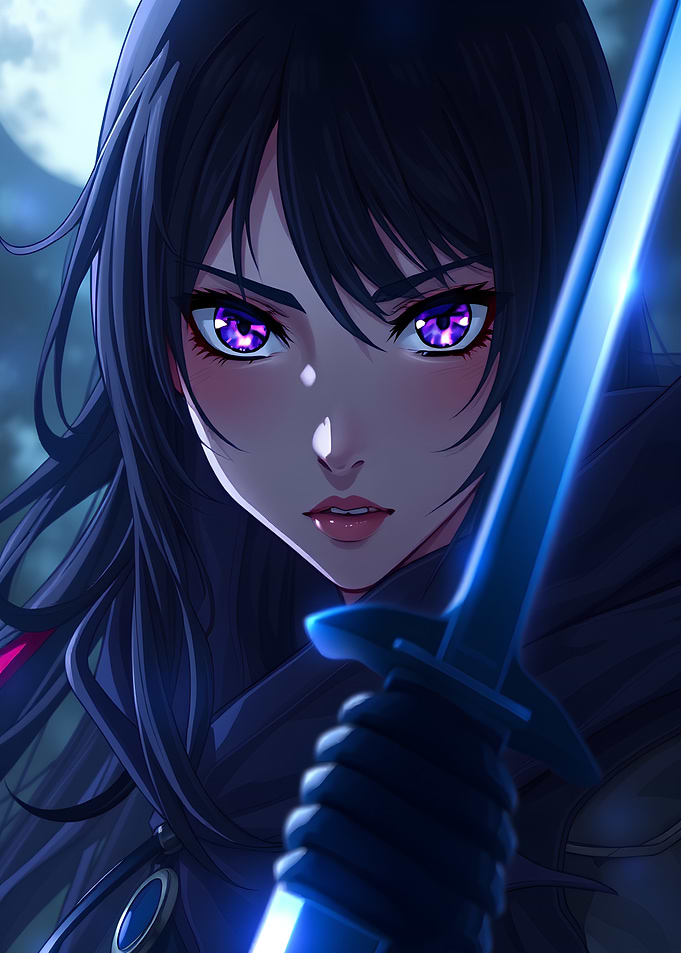 Anime warrior with glowing sword