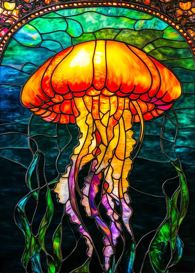 Stained Glass Jellyfish Art