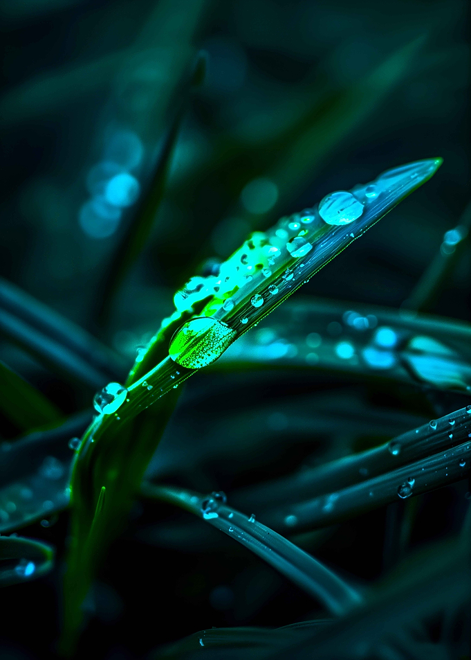 Dewdrops on a blade of grass
