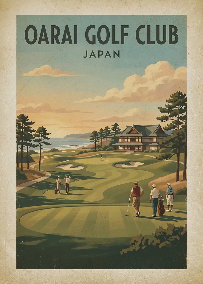 Oarai Golf Club Japan Vintage Poster