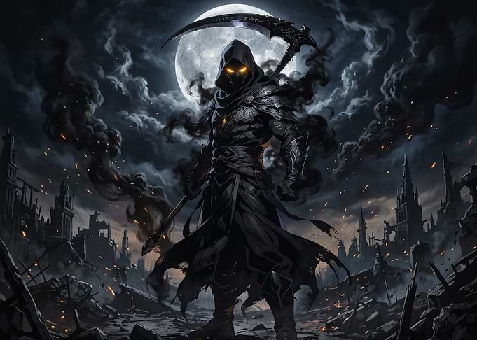 Grim Reaper in a Ruined City