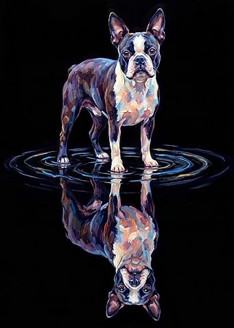 Boston Terrier Reflection in Water