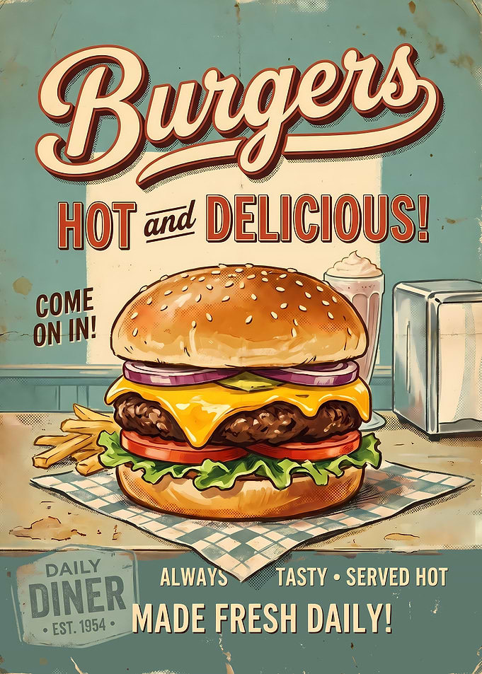 Retro Burger Diner Poster