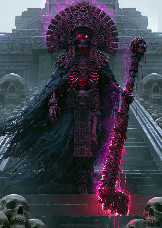 Skeleton Aztec Warrior with Staff
