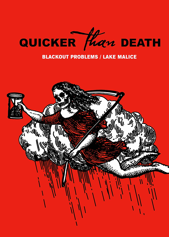 BLACK OUT PROBLEMS LAKE MALICE Death riding clouds with hourglass