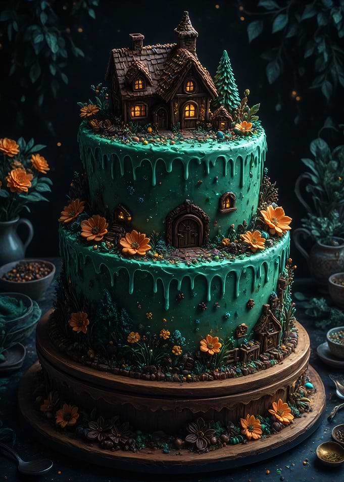 Enchanted Forest Two-Tier Cake
