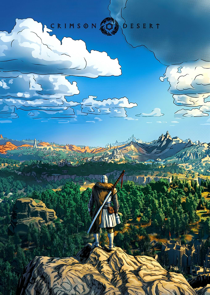 Knight Gazing Over a Fantasy Landscape