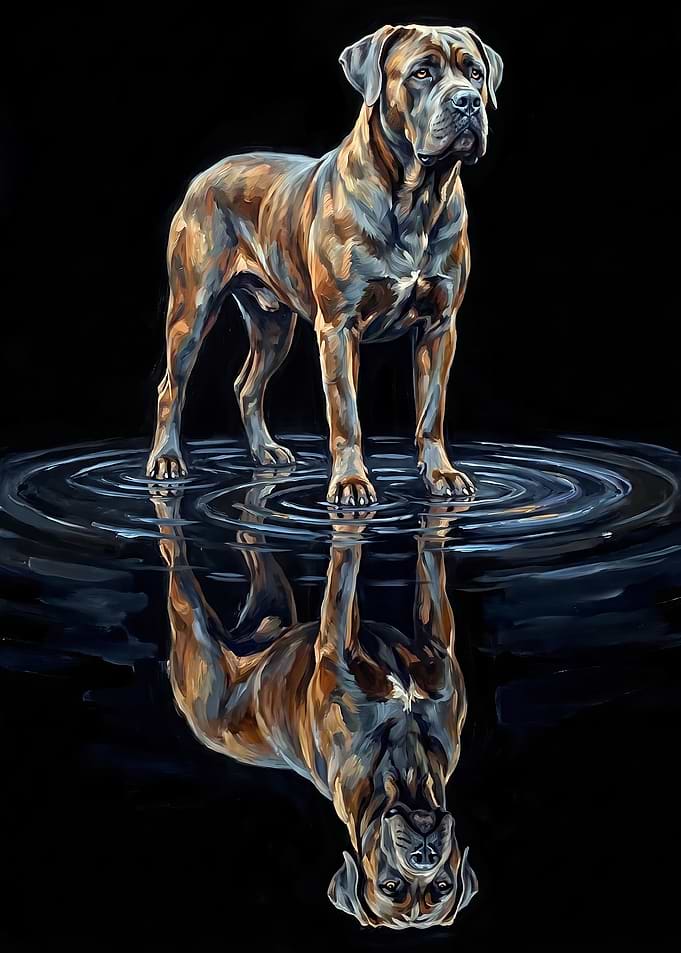 Cane Corso Reflection in Water