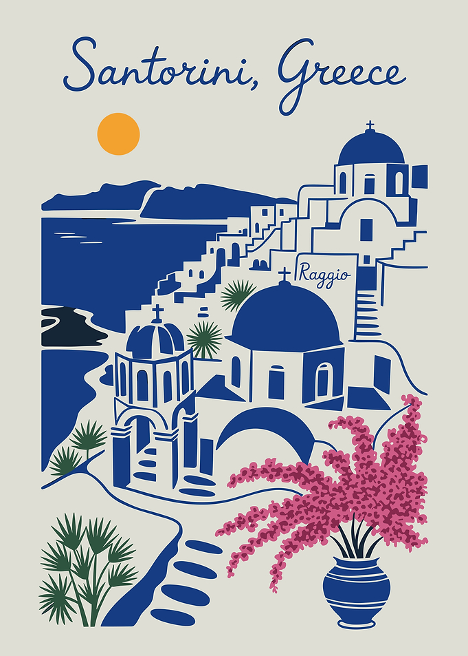Santorini Greece Travel Poster