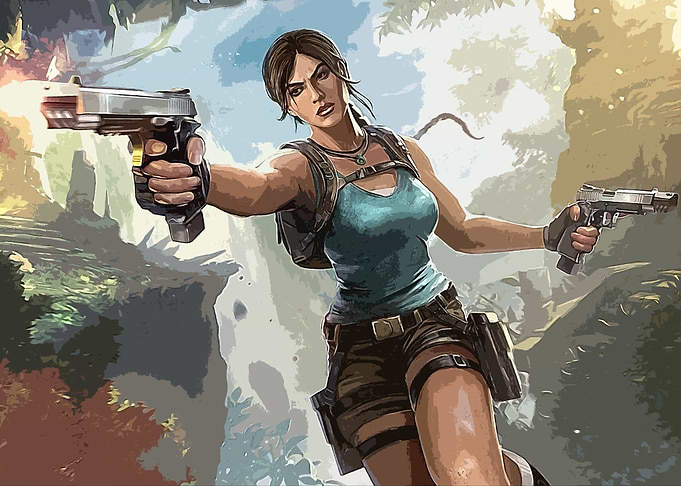 Lara Croft with Guns in Jungle