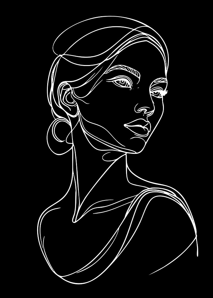 Minimalist Line Art Portrait of a Woman