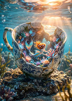 Mermaid in a Teacup Underwater