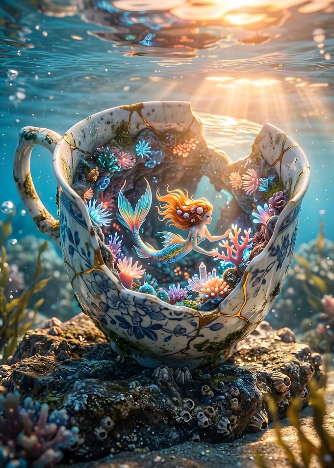 Mermaid in a Teacup Underwater