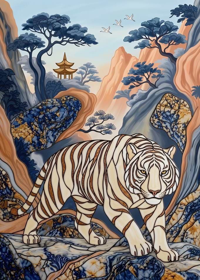 White Tiger – Guardian of the Eastern Peaks – Abstract Fantasy #160