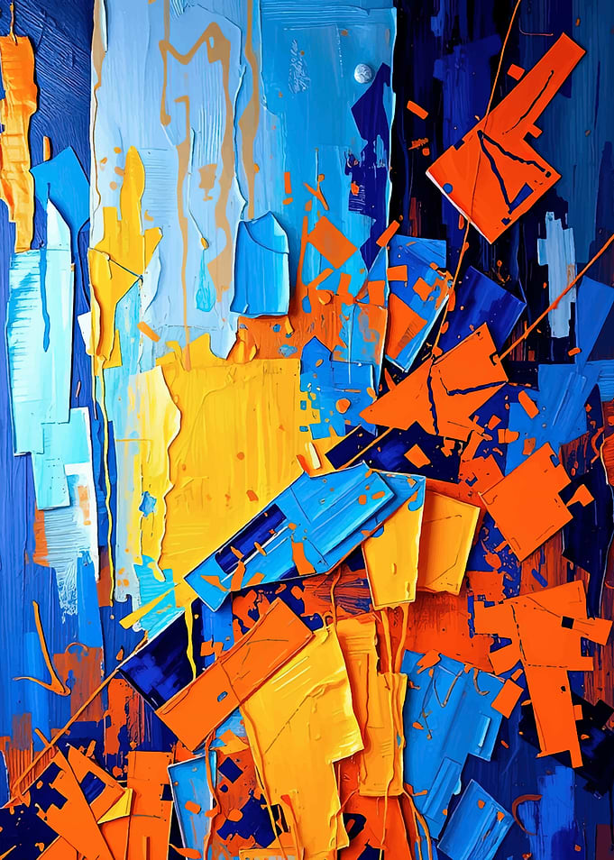 Abstract Blue and Orange Paint Splatter