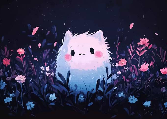 Cute Fluffy Creature in a Garden