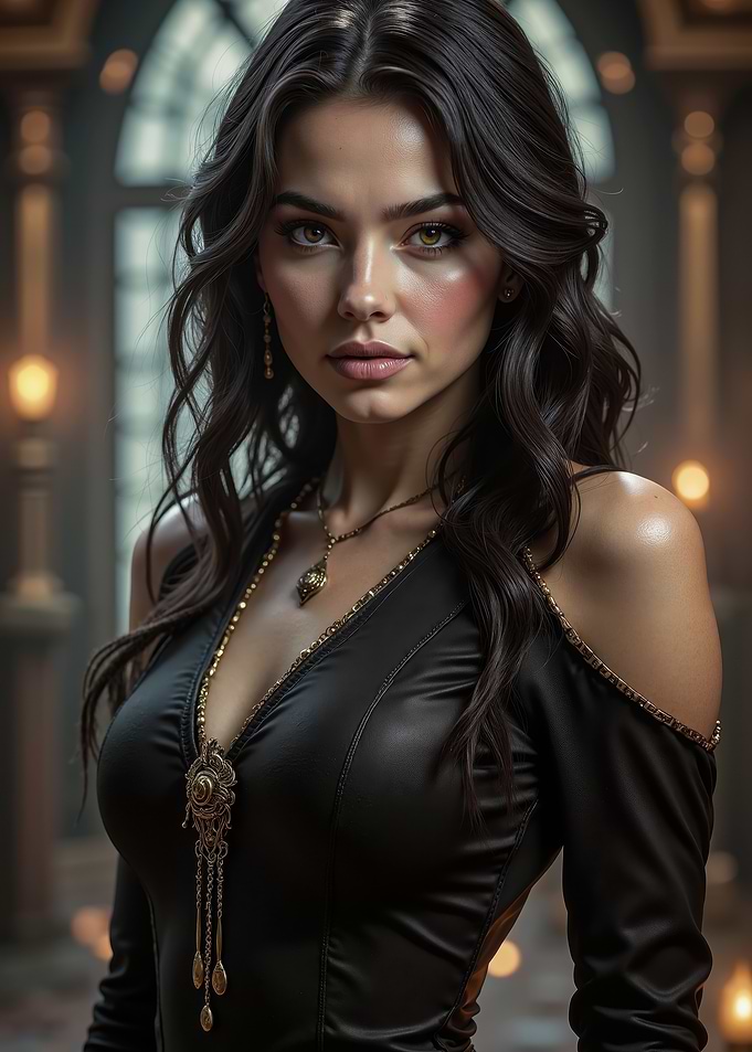 Elegant Woman in Black Dress