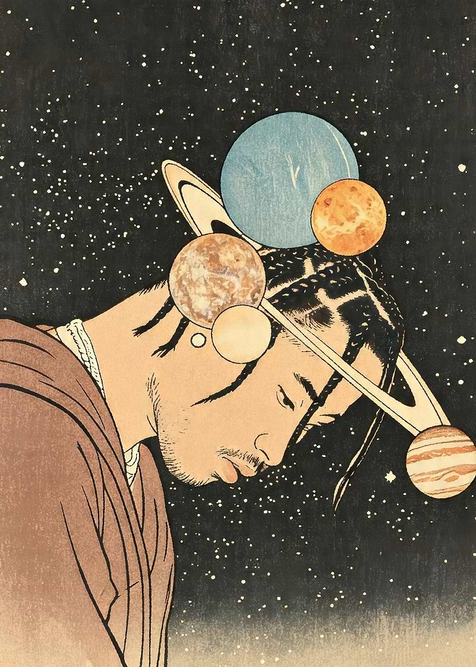 Man with Planets in Hair