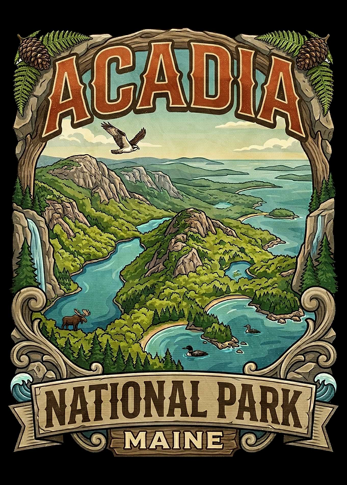 Acadia National Park Vintage Poster