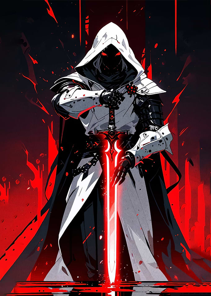 Dark Knight with Glowing Sword