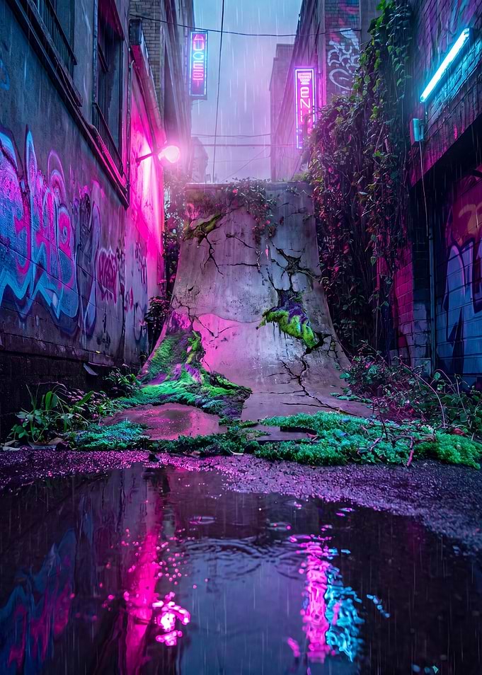 Cyberpunk Alleyway in Rain