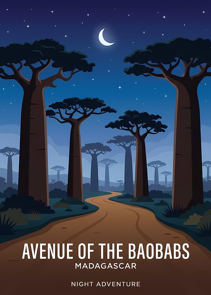 Avenue of the Baobabs at Night