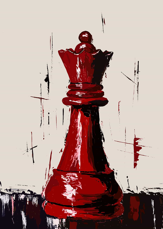 Red Queen Chess Piece Painting