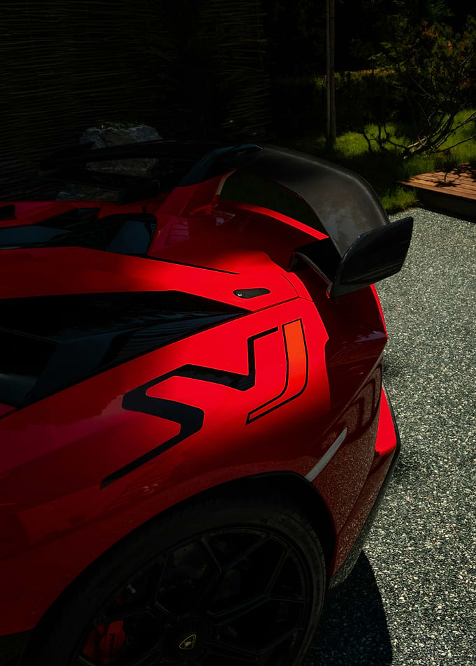 Red Lamborghini Aventador SVJ