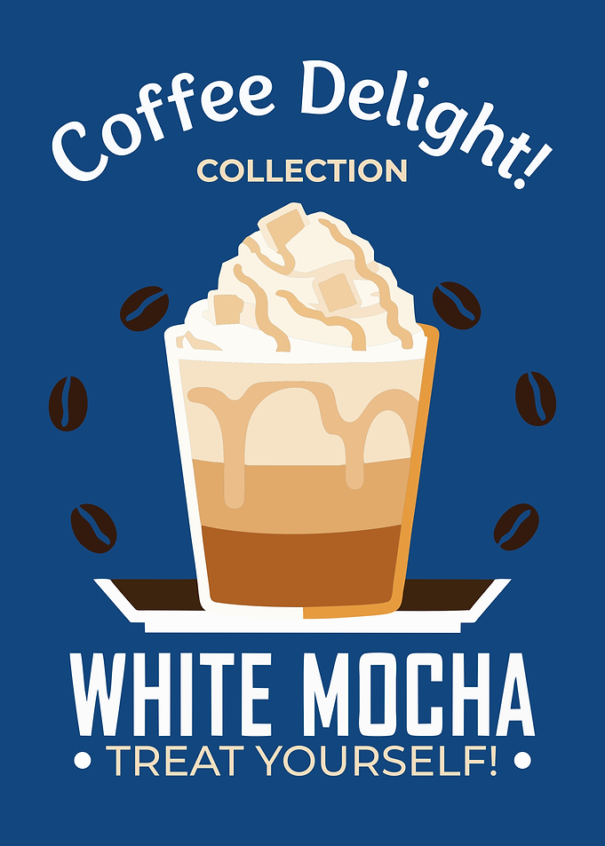 White Mocha Coffee Delight Poster – Retro Dessert Coffee Wall Art