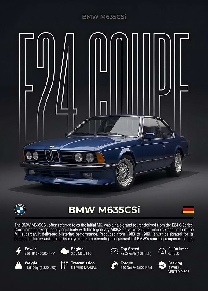 BMW M635CSi E24 Coupe Poster