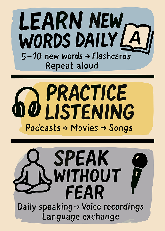 Learn Languages Daily Infographic Poster Language Learning Study Wall Art