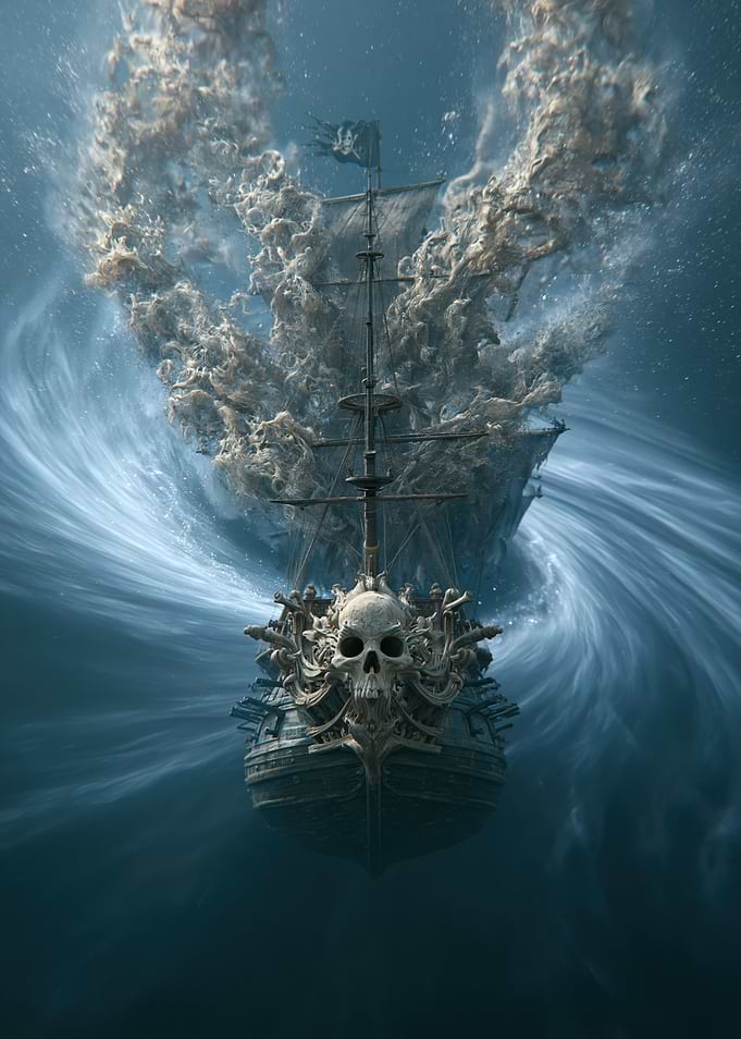 Ghost Pirate Ship in a Whirlpool