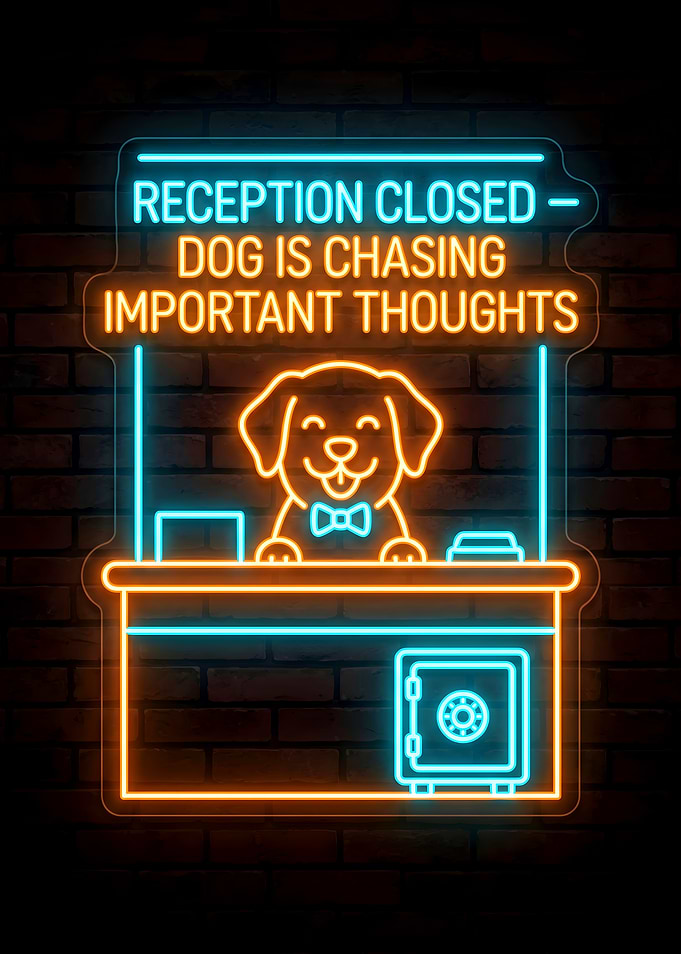 Neon Sign: Dog at Reception