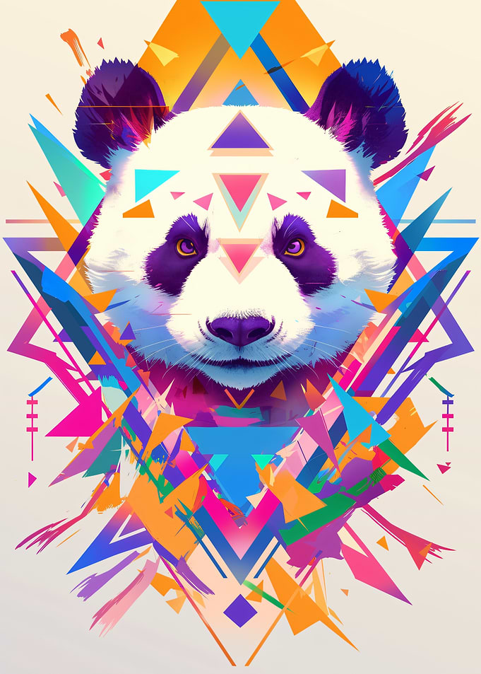 Geometric Panda Portrait