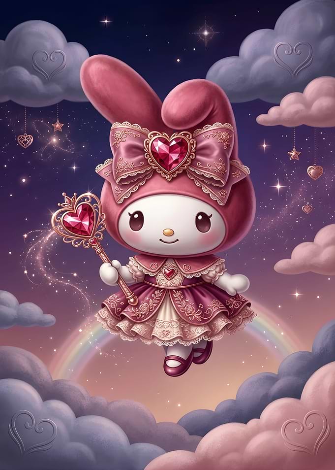 My Melody with Magic Wand in Clouds