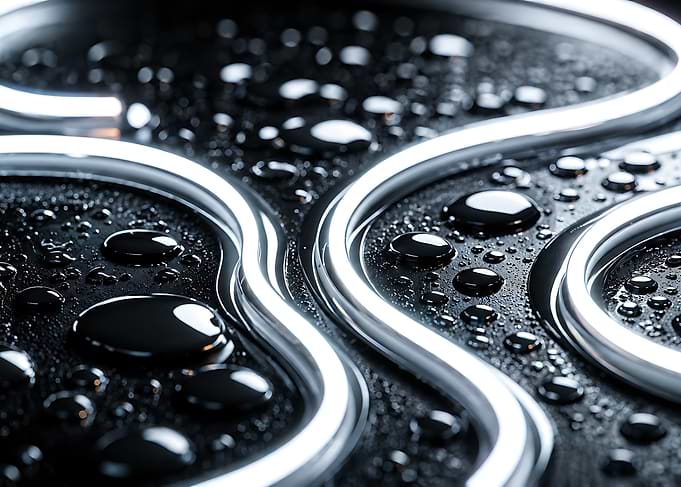 Neon light tubes with water droplets