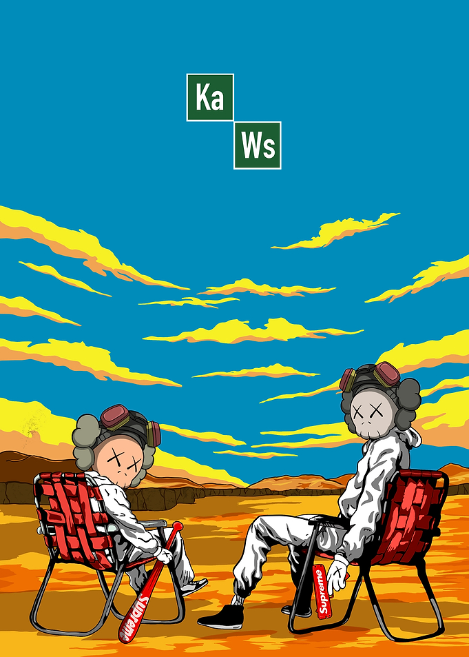 KAWS Characters in Desert Landscape
