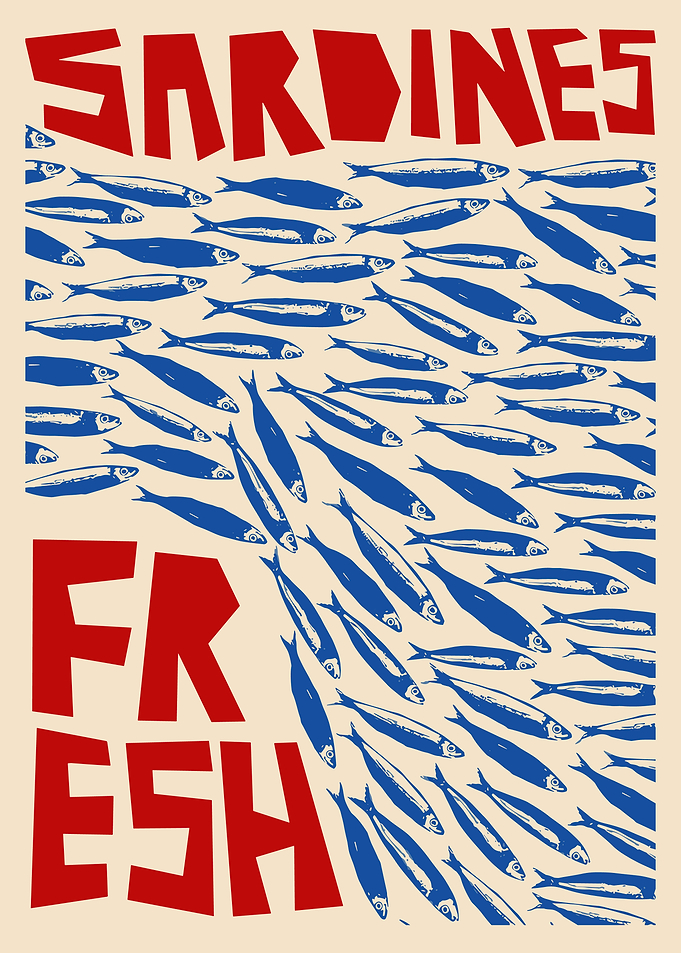 Vintage Sardines Poster Fresh Seafood Retro Advertising Wall Art Print