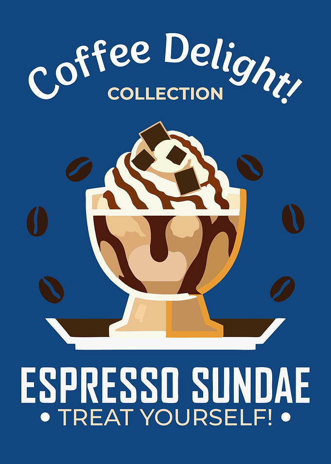 Espresso Sundae Delight Poster – Retro Coffee Dessert Wall Art
