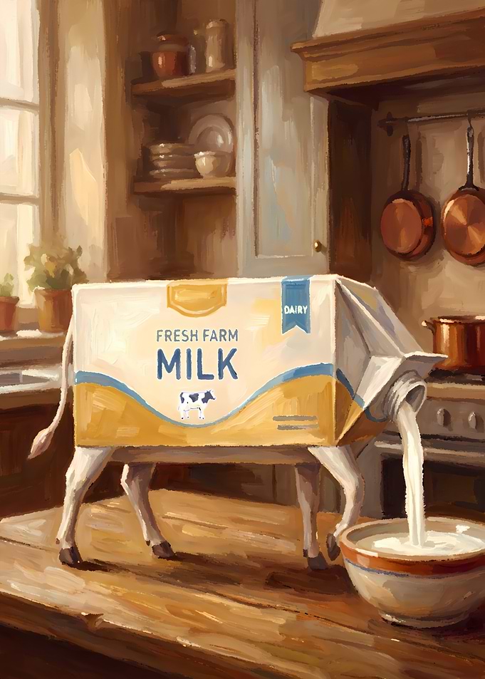 Milk Carton Cow Pouring Milk