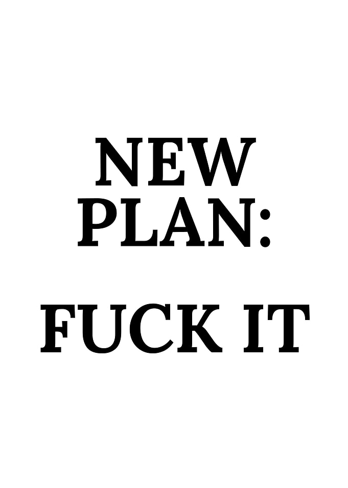 New Plan: Fuck It