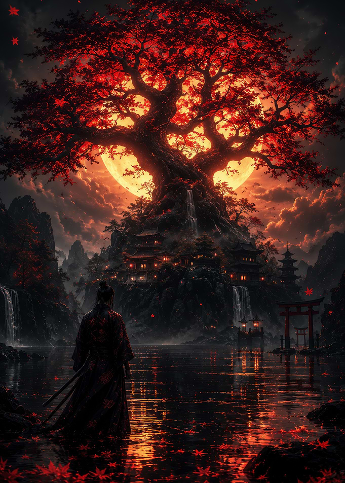 Samurai by a Mystical Tree