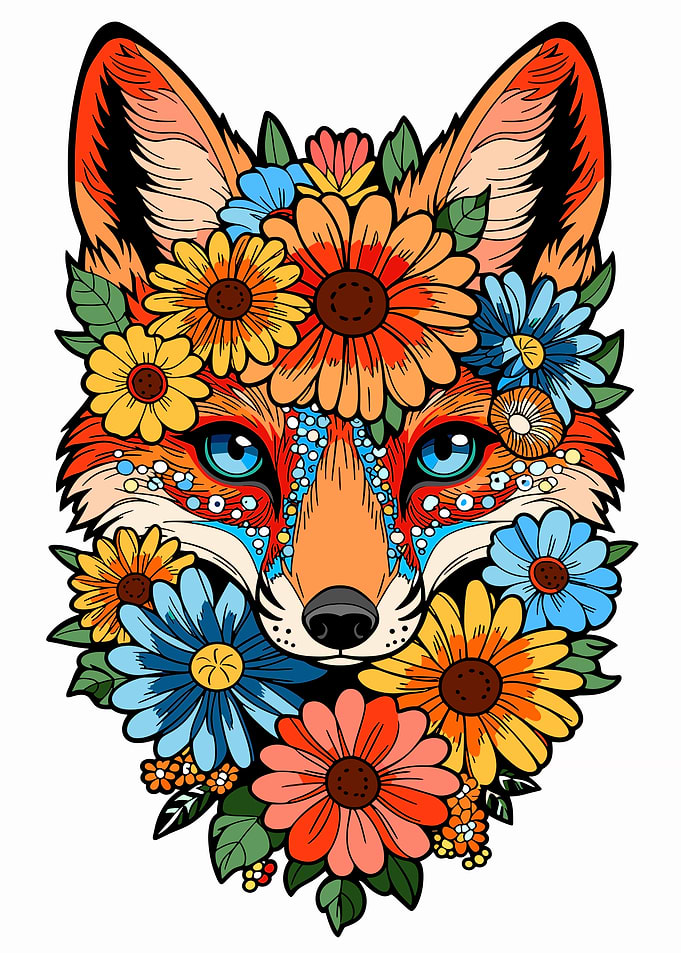 Floral Fox Face