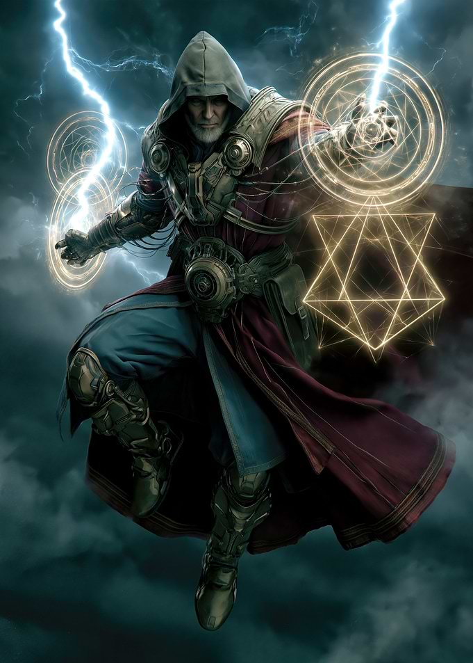 Technomancer Casting Spells with Lightning