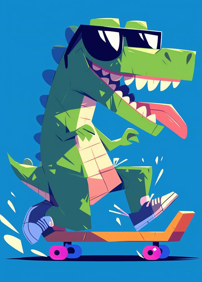 Cool Dinosaur Skateboarder