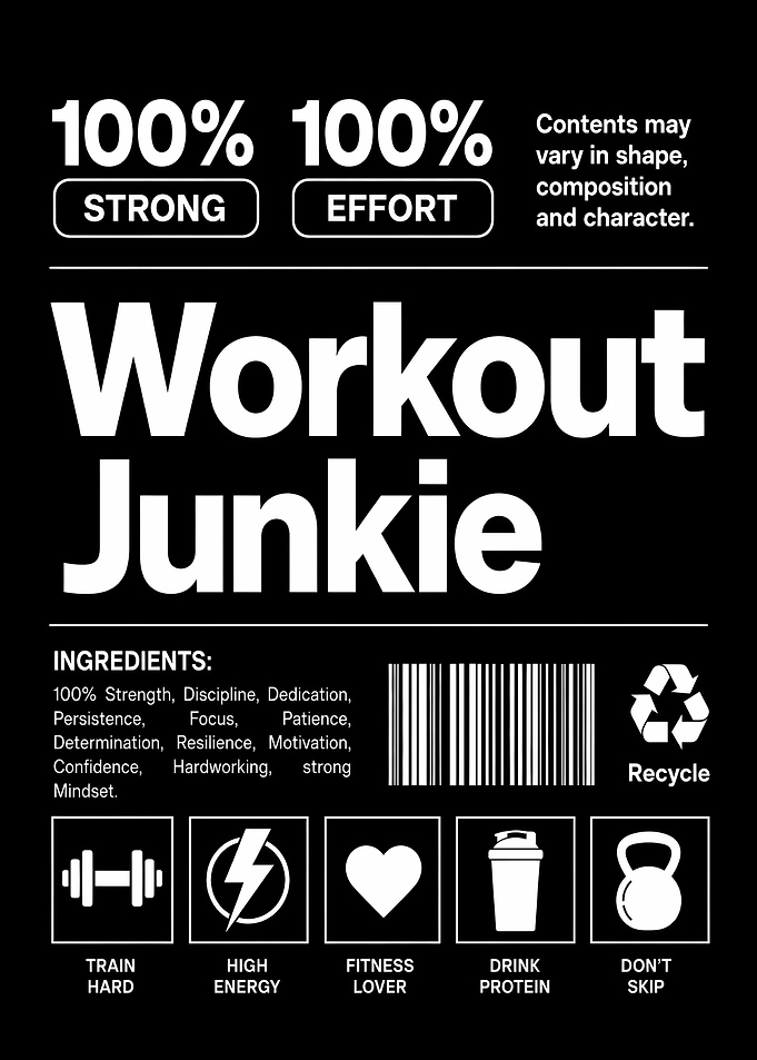 Workout Junkie Nutrition Label