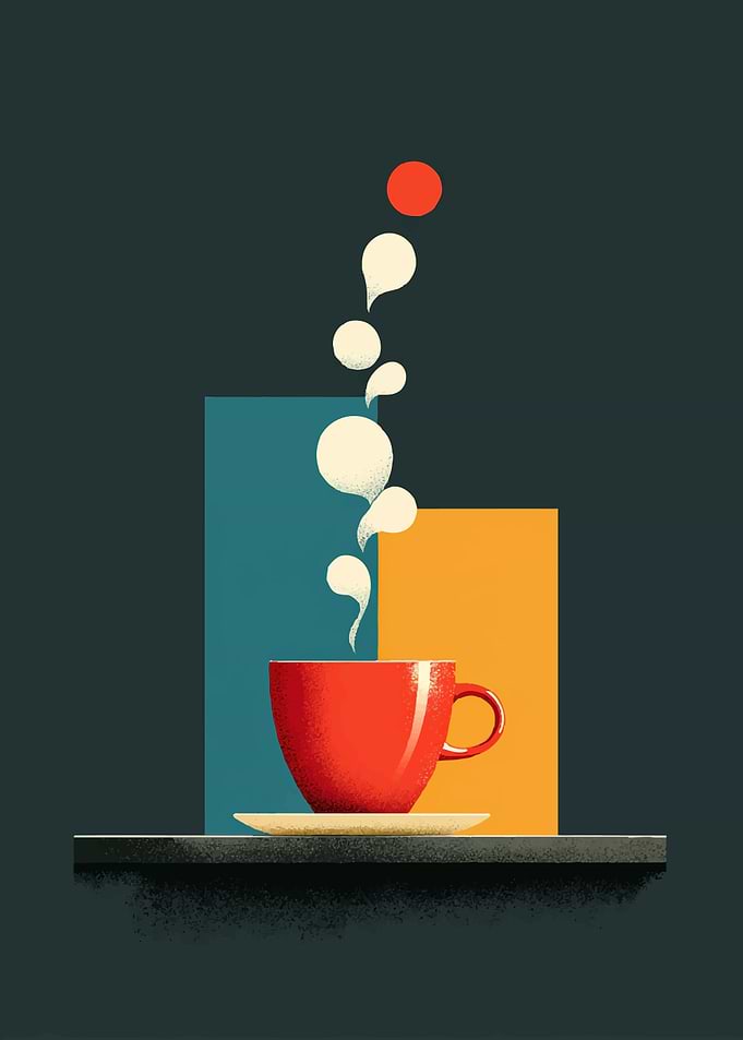 Red Coffee Cup with Steam