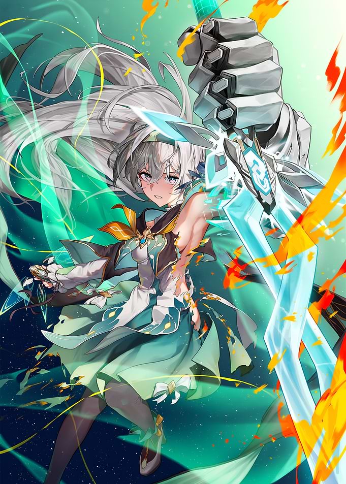 Anime Girl with Glowing Sword