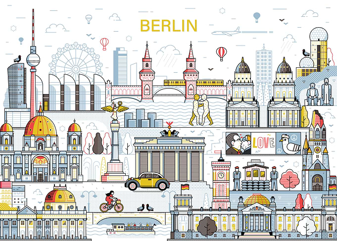 Berlin Panoramic Skyline Illustration